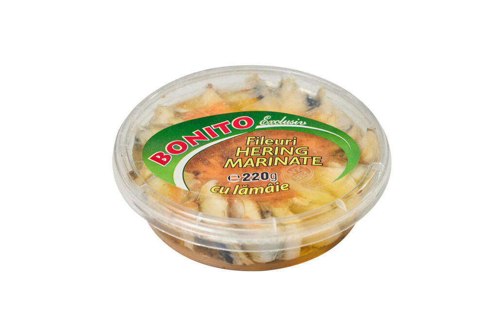 Marinated herring fillets with lemon